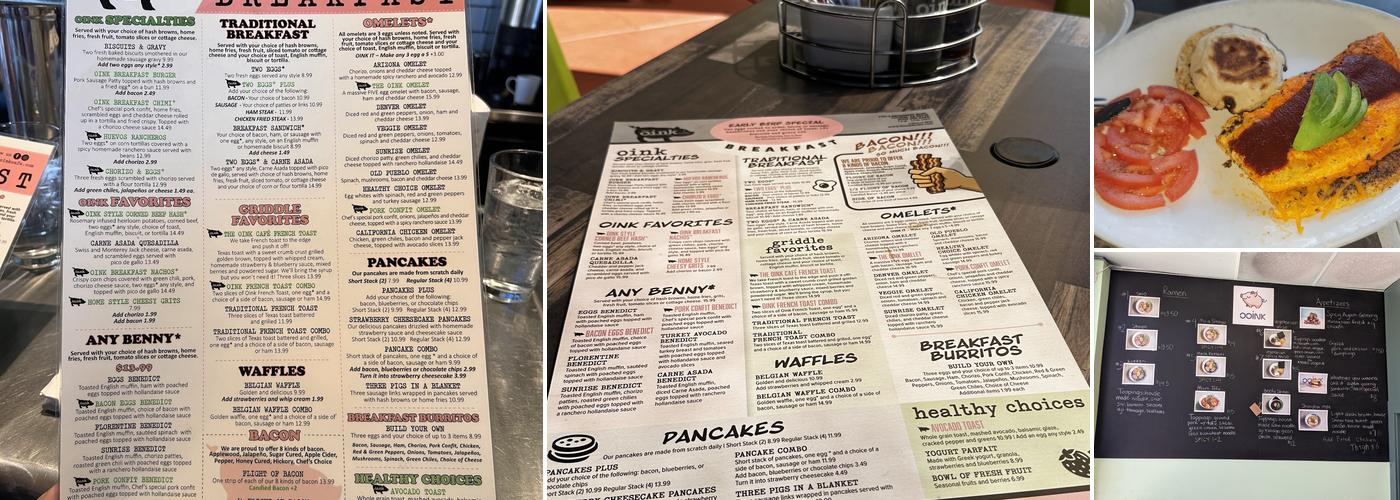 The Oink Cafe Menu