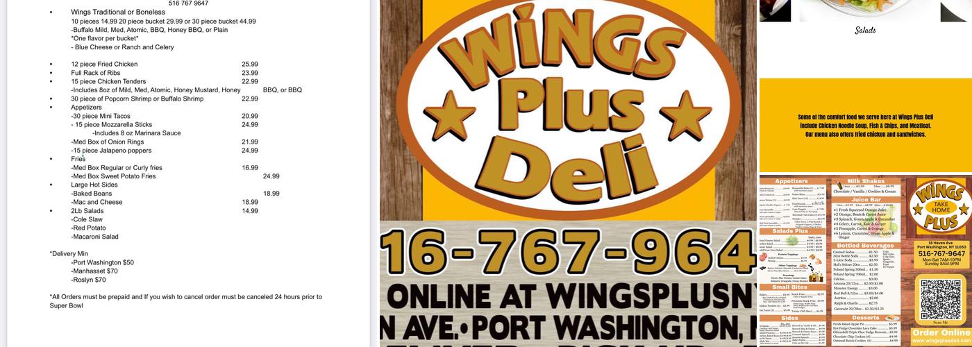 Wings Plus Menu