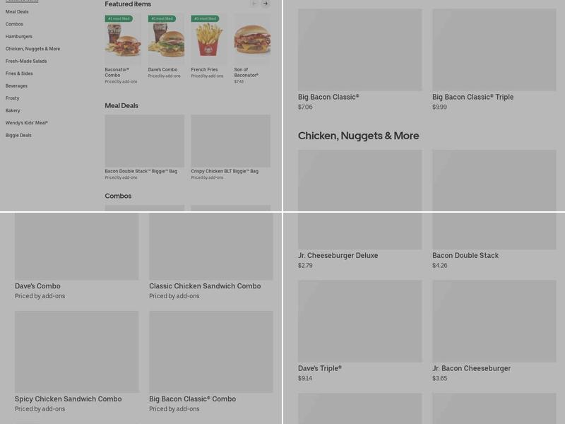 Wendy's Menu