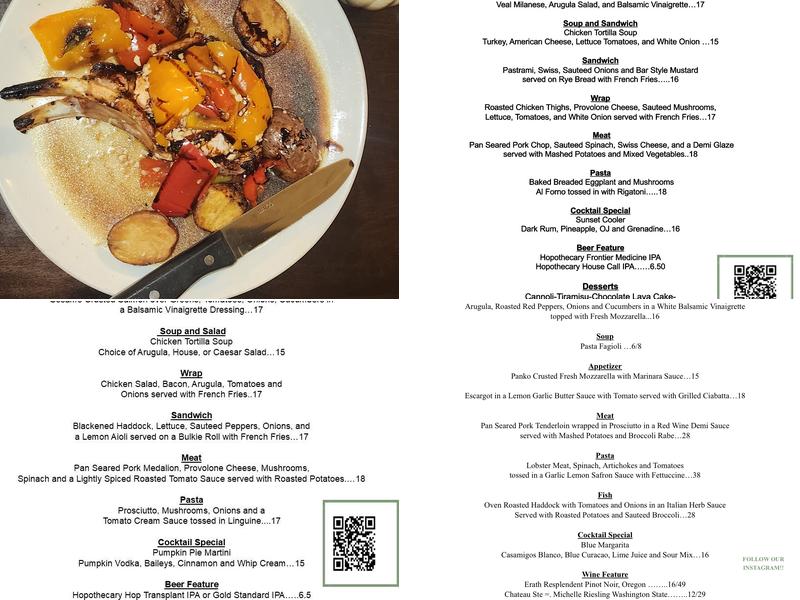 Orzo Trattoria Menu