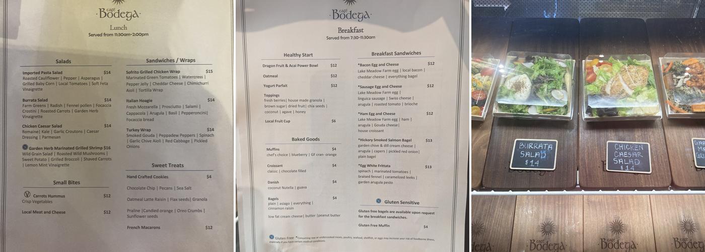 Cafe Bodega Menu