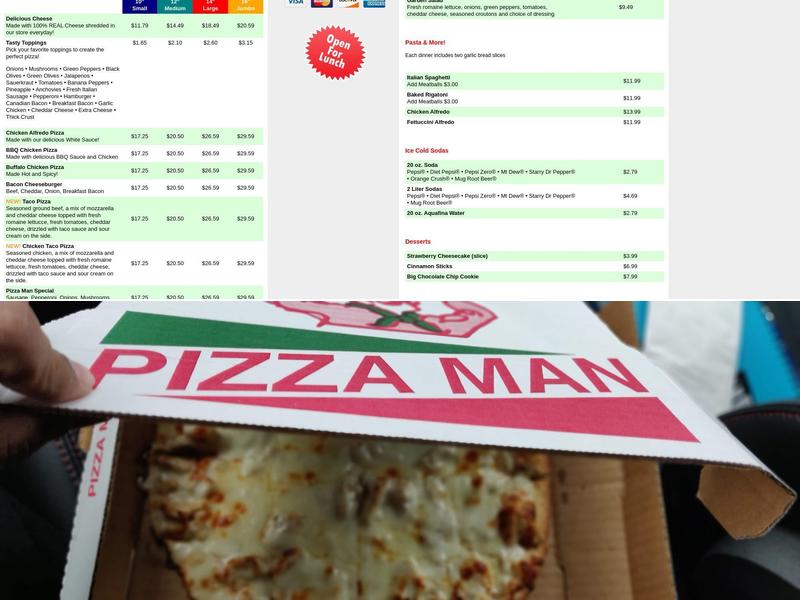 Pizza Man Menu