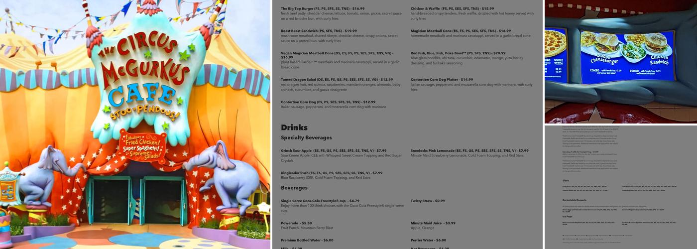 Circus McGurkus Cafe Stoo-Pendous Menu