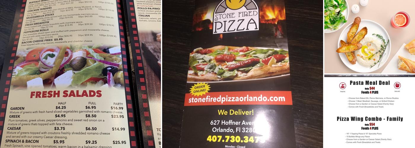 Stone Fired Pizza Menu