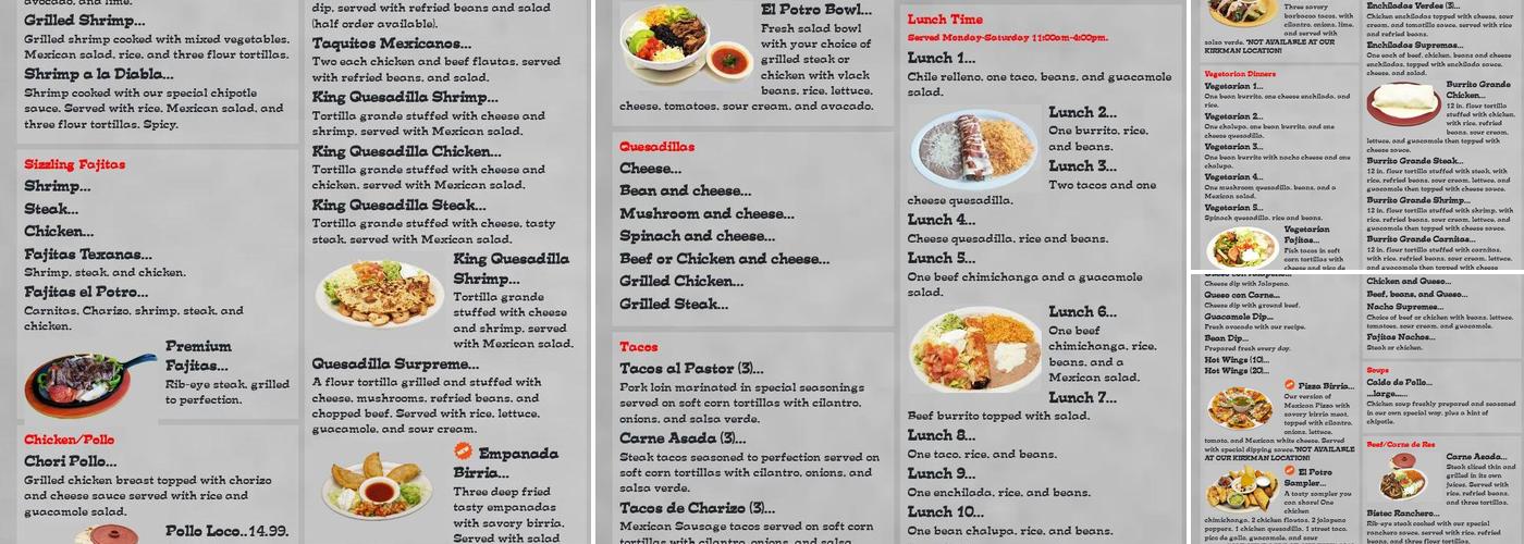 El Potro Mexican Restaurant Menu