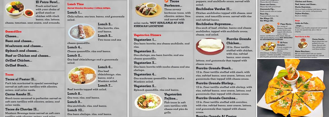 El Potro Mexican Restaurant Menu