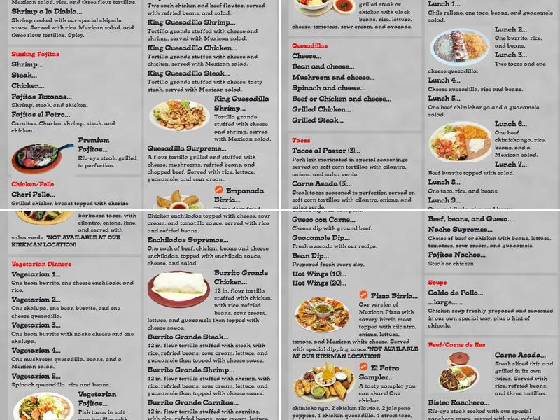 El Potro Mexican Restaurant Menu