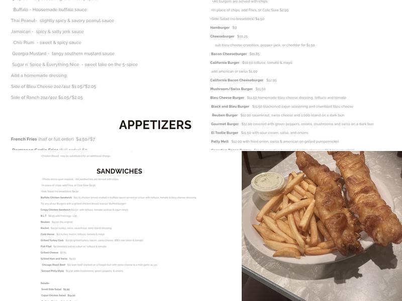 Tooties On Lowry Menu