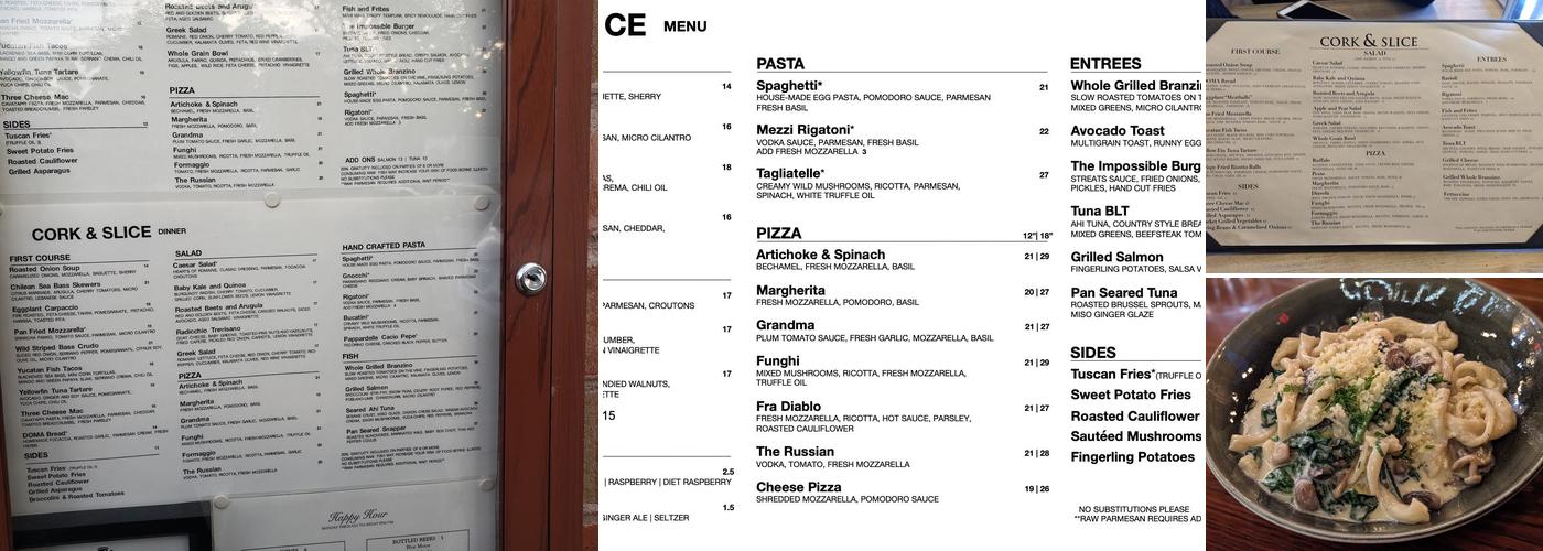 Cork & Slice Menu