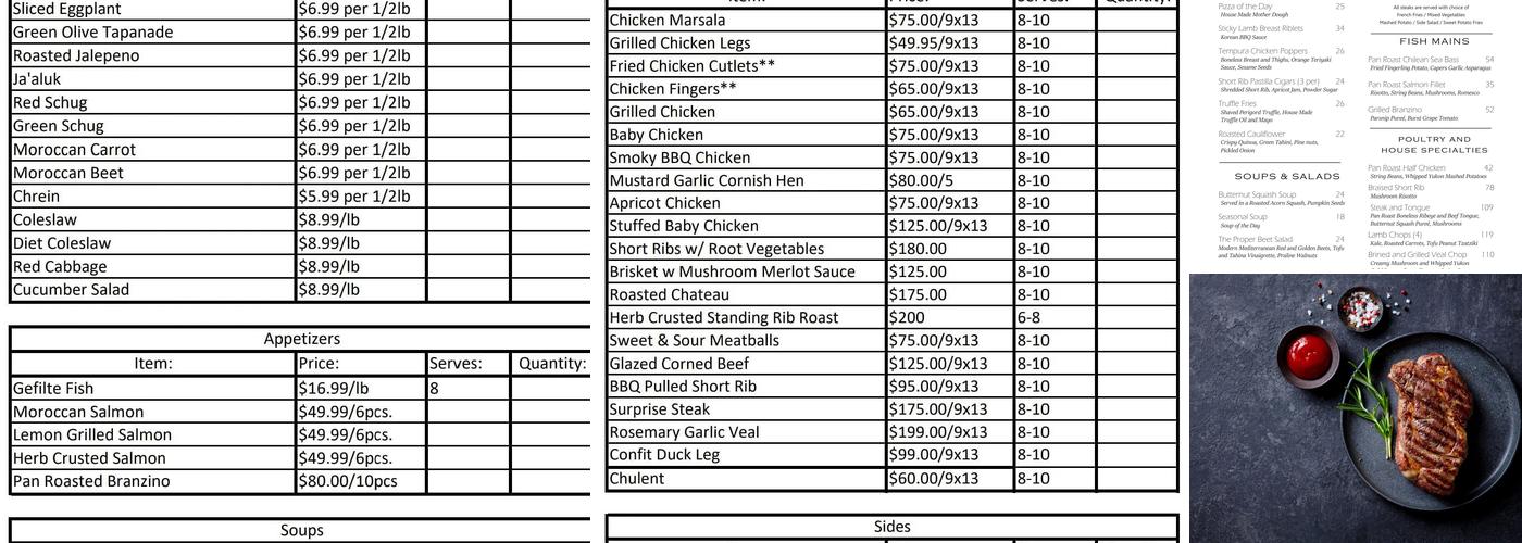 Five Fifty Steakhouse Menu