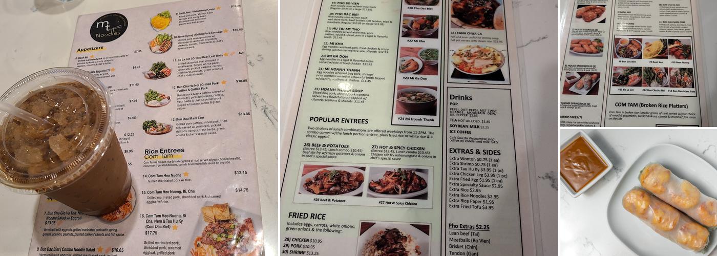 MT Noodles Menu