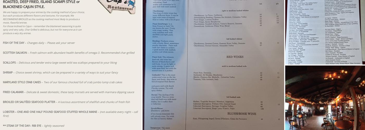 Cap's Place Menu