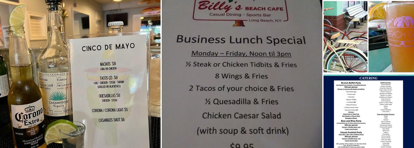 Billy's Beach Cafe Menu