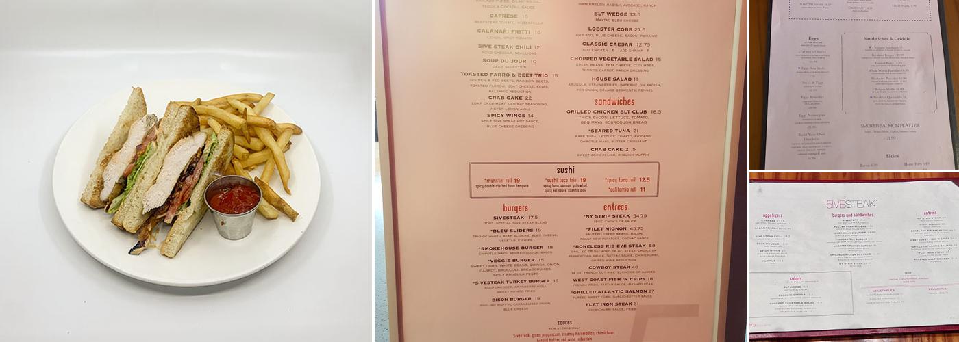 5ive Steak Menu