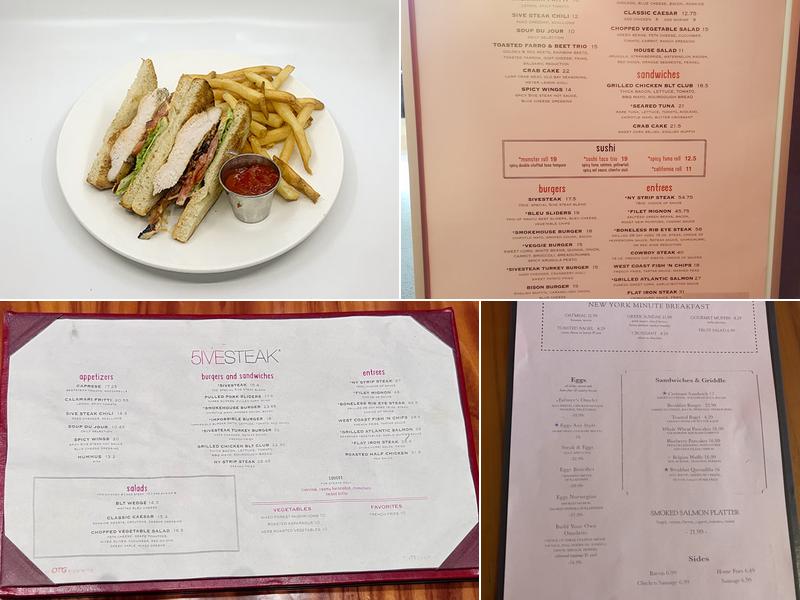 5ive Steak Menu
