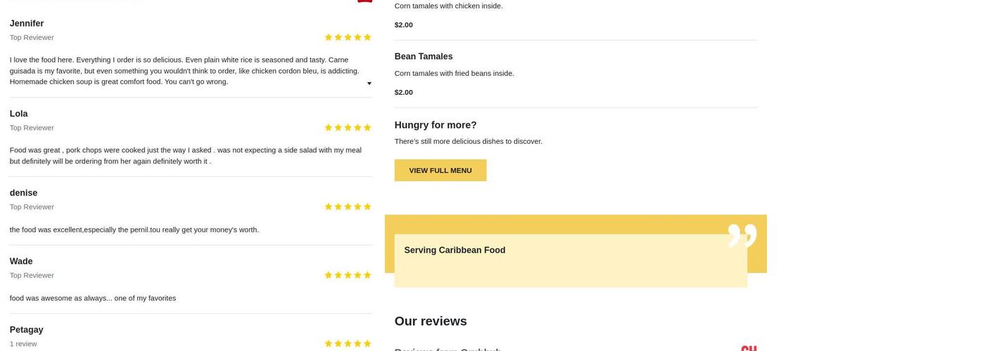 Carisma Dominicana Menu