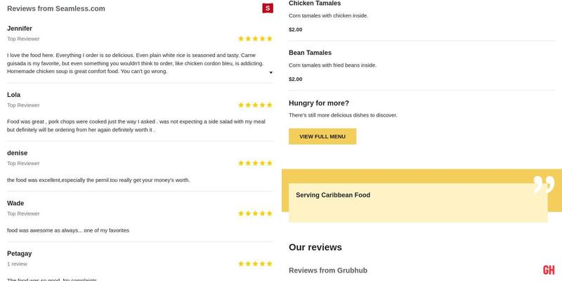 Carisma Dominicana Menu