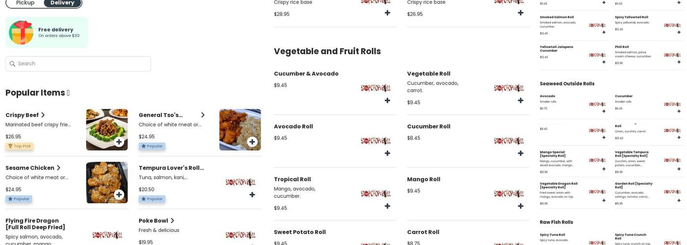 Stop Chop & Roll Menu