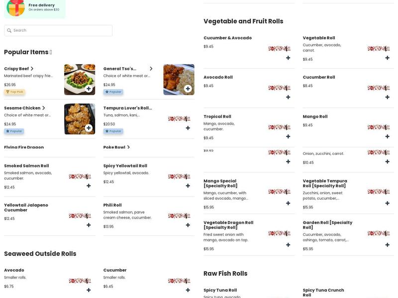 Stop Chop & Roll Menu