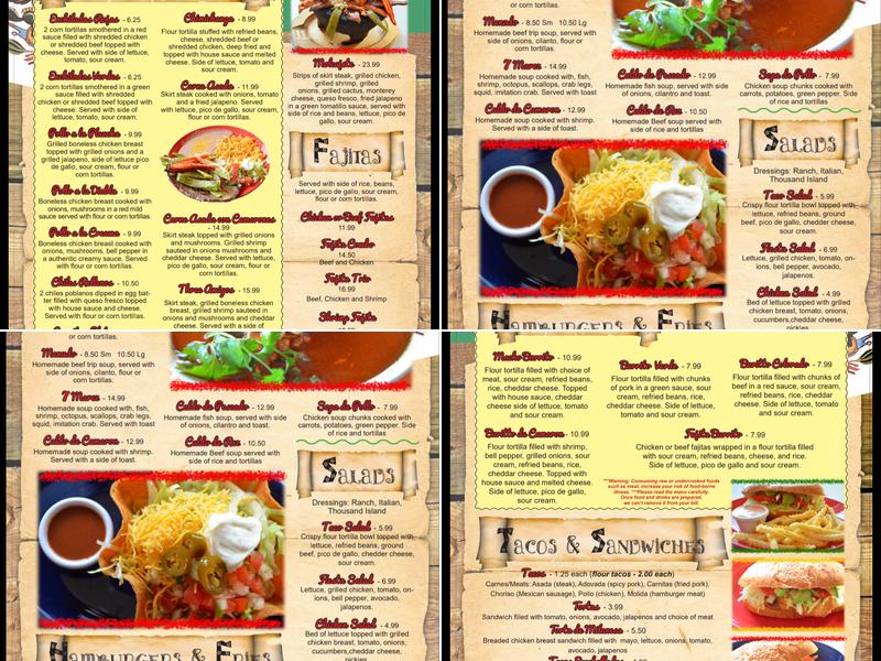 Palacios Mexican Grill Menu