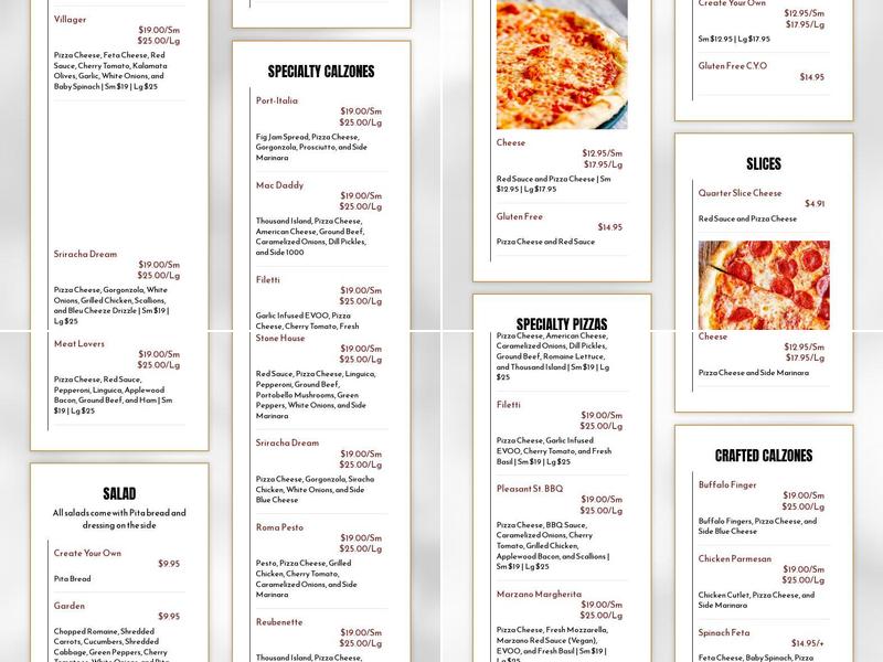 Stone Crust Pizza Menu