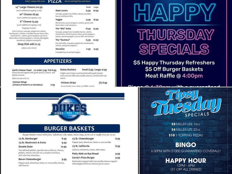 Dukes Pizza-Pub-Grill Menu