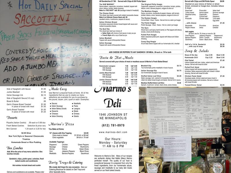 Marino's Deli Menu