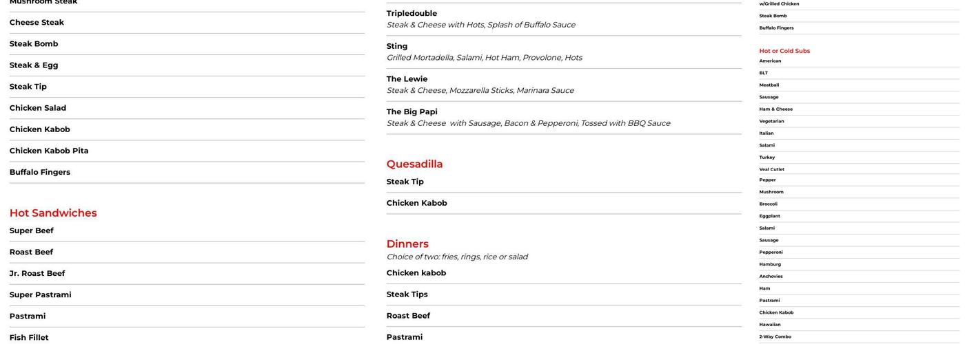 Gio's Pizza Menu