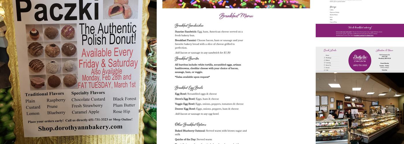 Dorothy Ann Bakery and Cafe Menu