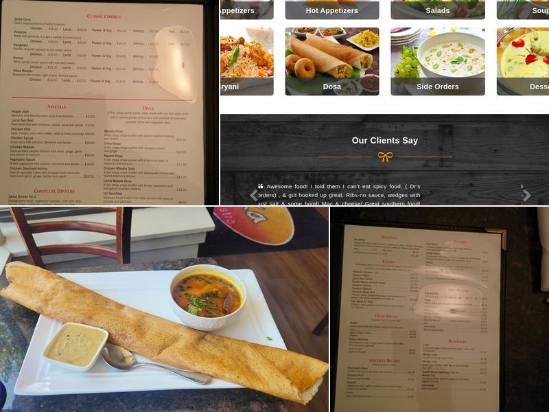 Zaika Indian Bistro Menu