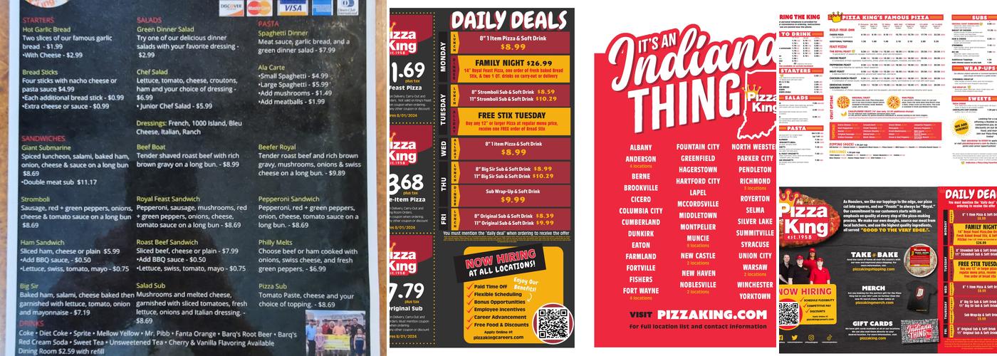 Pizza King Menu