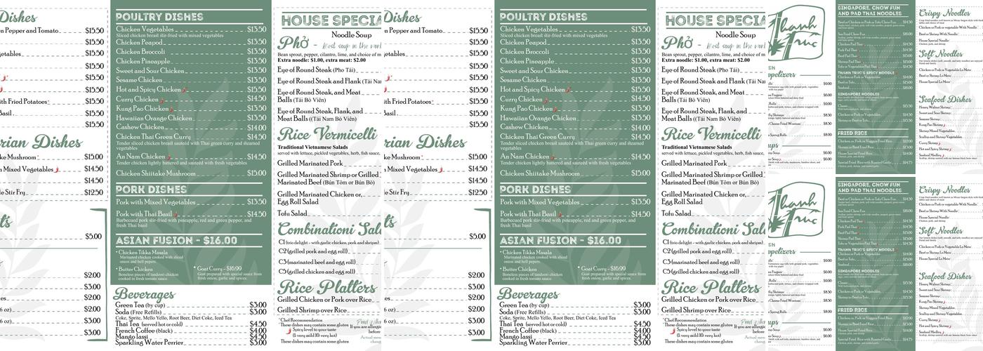 Thanh Truc - Green bamboo Menu