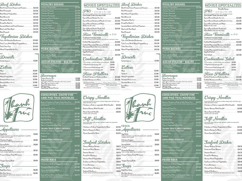 Thanh Truc - Green bamboo Menu
