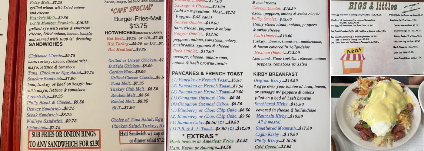Park Cafe Menu