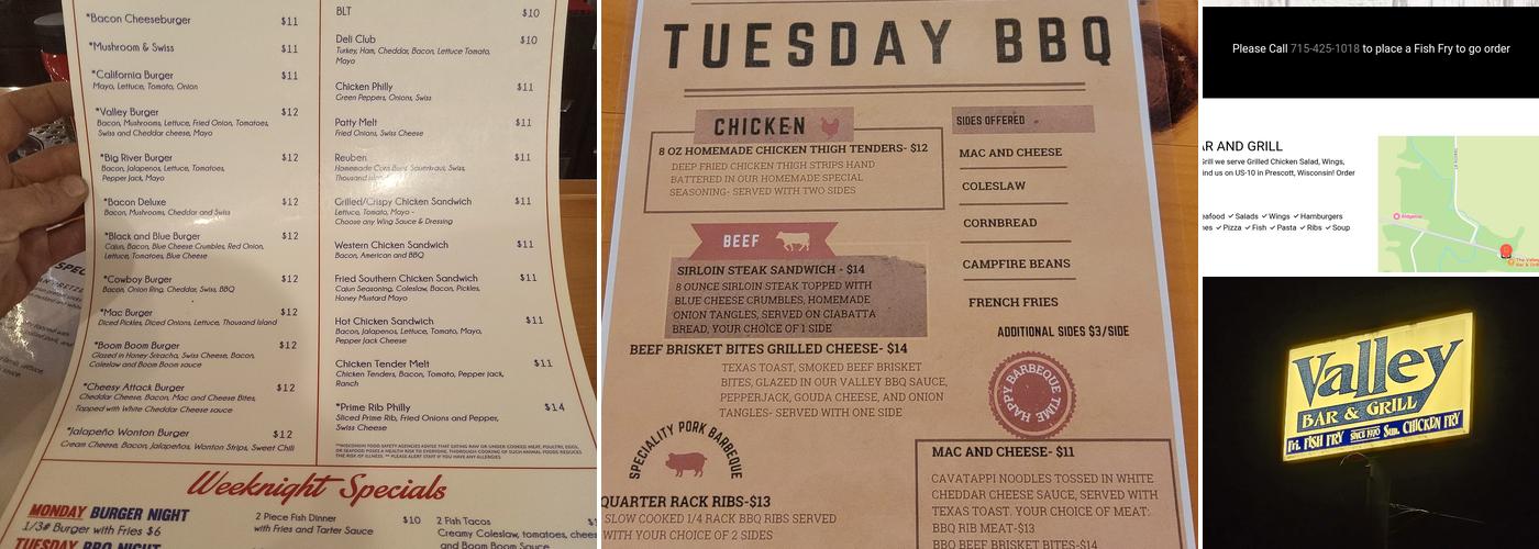 Valley Bar & Grill Menu