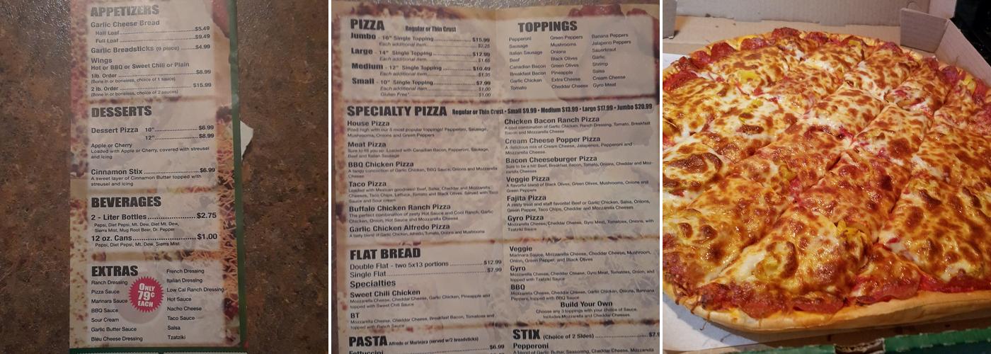 Gary's Pizza Menu