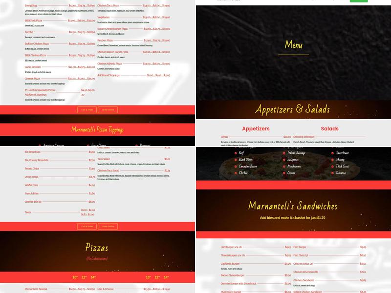 Marnanteli's Pizza Menu