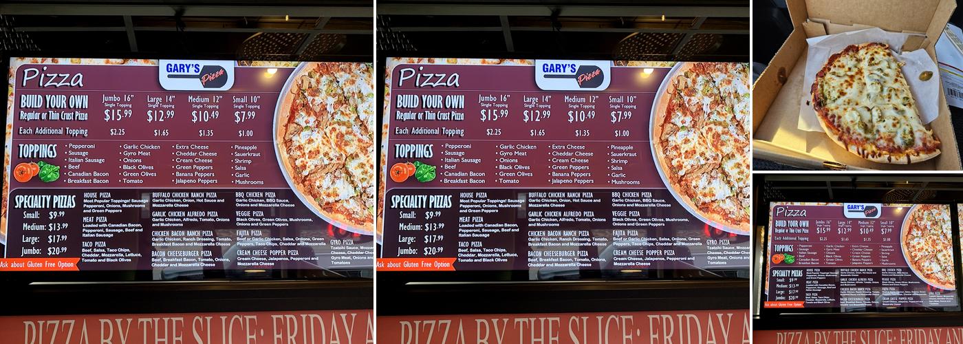 Gary's Pizza Menu