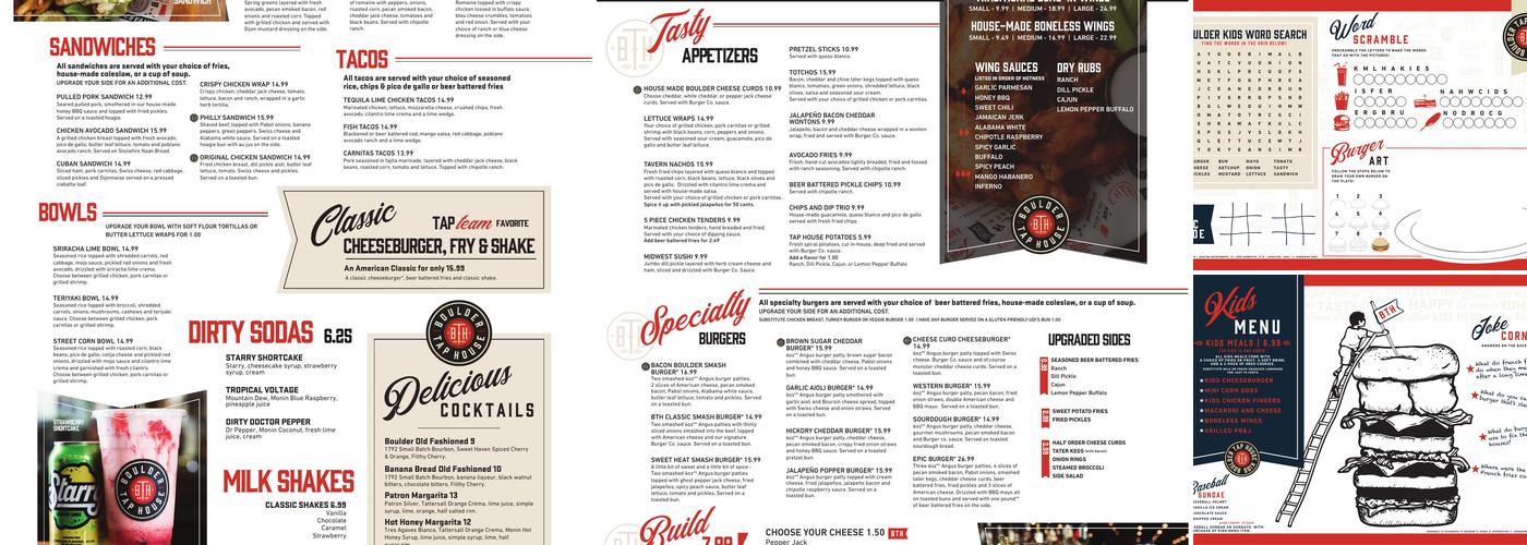 Boulder Tap House Menu