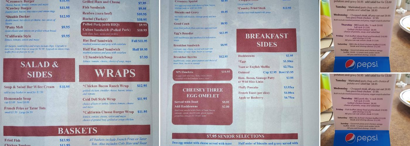 Old Creamery Cafe Menu