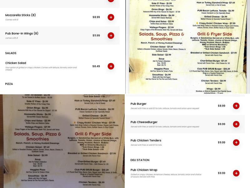 The Club Pub & Grill Menu
