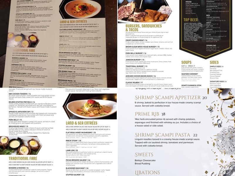 Olde Brick House Menu