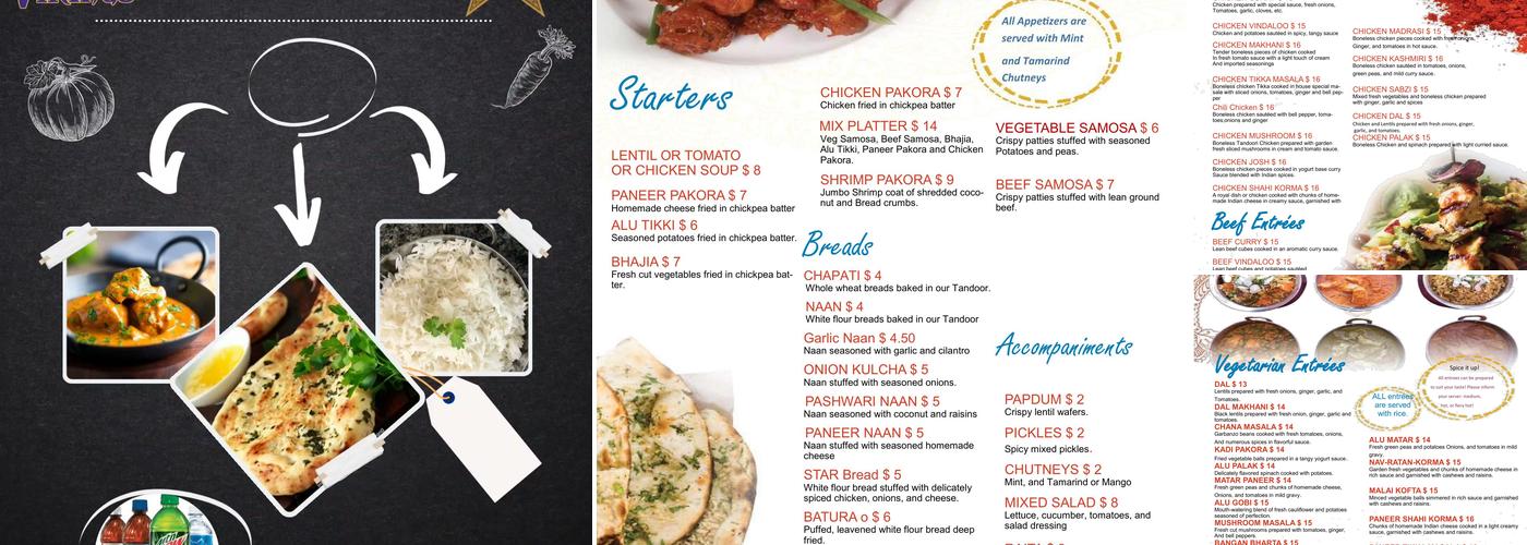Star of India Menu