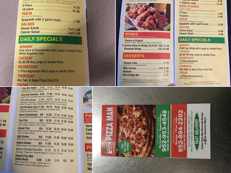 Pizza Man Menu