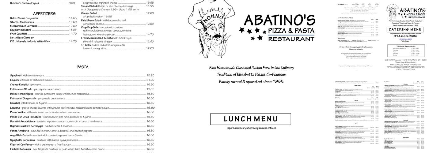 Abatino's Menu