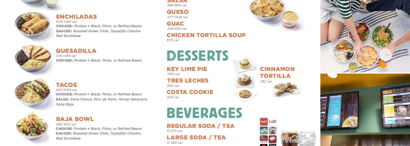 Costa Vida Menu