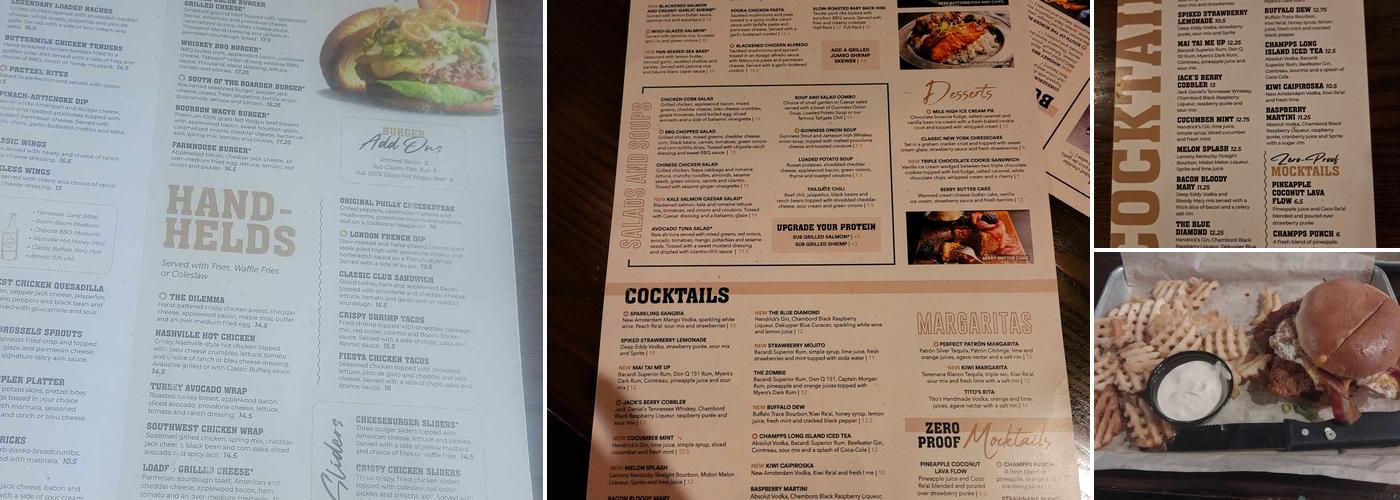 Champps Menu