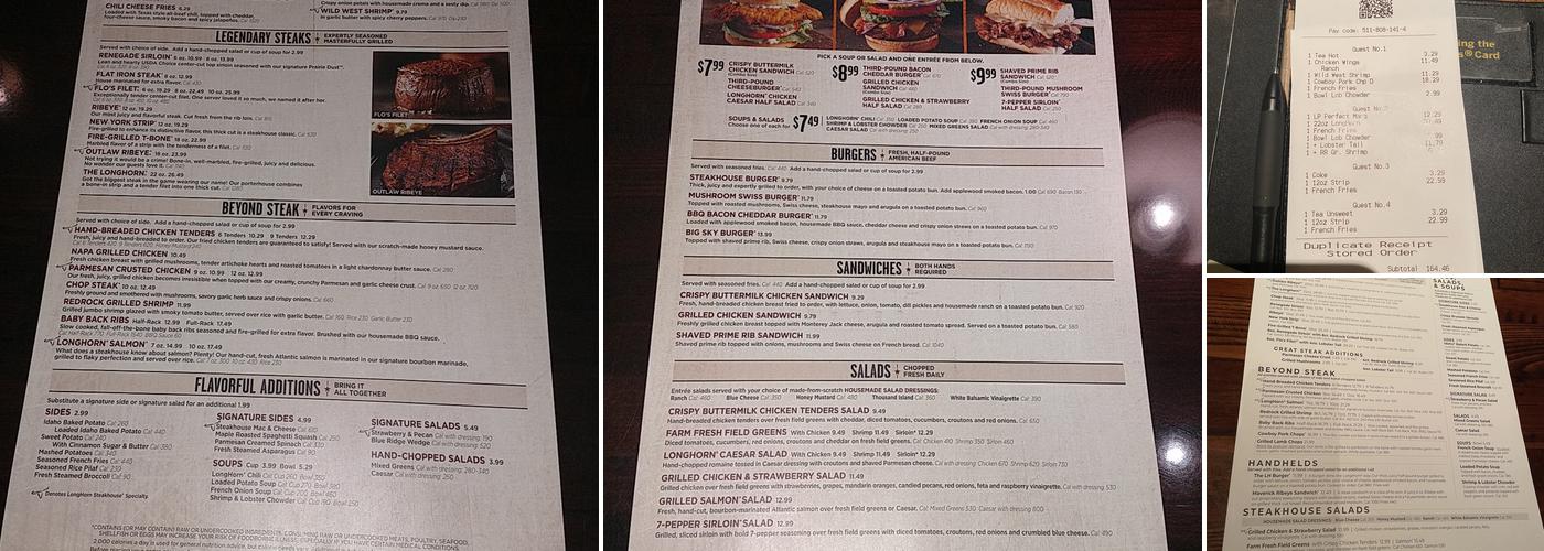 LongHorn Steakhouse Menu