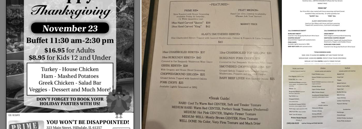 Prime Steak House Menu