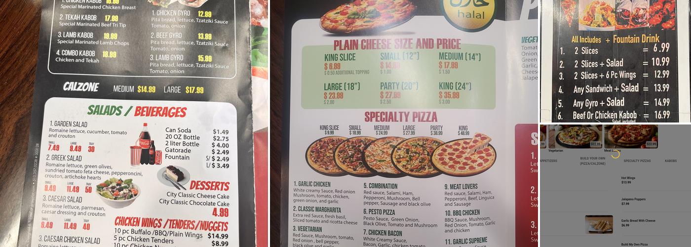 HALAL City Pizza & Kabob House Menu